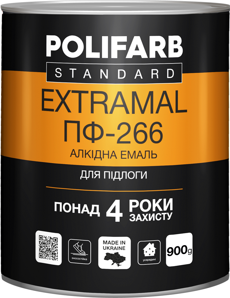 Емаль алкідна Polifarb ExtraMal ПФ-266 жовто-коричневий глянець 0,9 кг